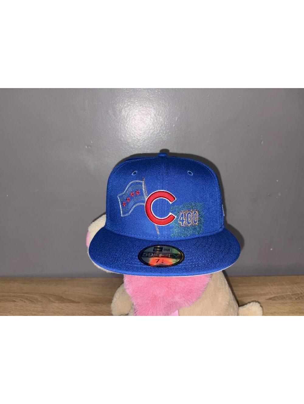 New Era 59FIFTY Chicago Cubs Fitted Hat 7 1/4 Blue 1990 ASG Patch RWB Flag